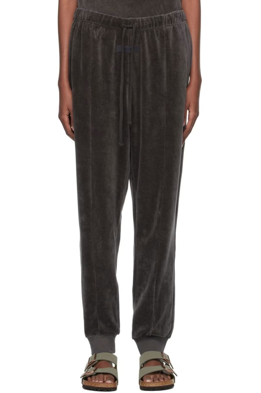 Fear of God Essentials Iron Black Gray Pull-on Velour Lounge Joggers Pants M